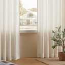 DaysU Ivory Linen Curtains - 96 Inch Length, 2 Panel Sets for Living Room & Bedroom/Farmhouse, Semi Sheer Pleated, Rod Pocket, Light Filtering Privacy Added (54"W x 96"L (Pack of 2))