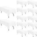 Pesonlook 12 Pack White Polyester Tablecloth-60 x 102 Inch White Rectangle Tablecloth for 6 Ft Rectangle Tables,Washable Fabric Table Cover for Wedding/Buffet Party/Dining Table/Events