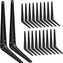 20 Pack Shelf Brackets 12 inches, Heavy Duty Black Iron Metal Floating Shelf Bracket, Rustic Farmhouse Decorative L Brackets for Shelves, Wall Mount Corner Brace for Wood Boards
