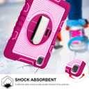 Case for iPad Pro 13 Inch 2024 M4 (7th Generation) Kids,Rugged Heavy Duty Shockproof Protective with 360Rotating Stand,Pencil Holder,Hand/Shoulder Strap Cover for Girls,Women,Rosy Red+Pink