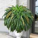 [133 Leaves Full Fake Ferns] Large 48inch Artificial Ferns for Outdoors