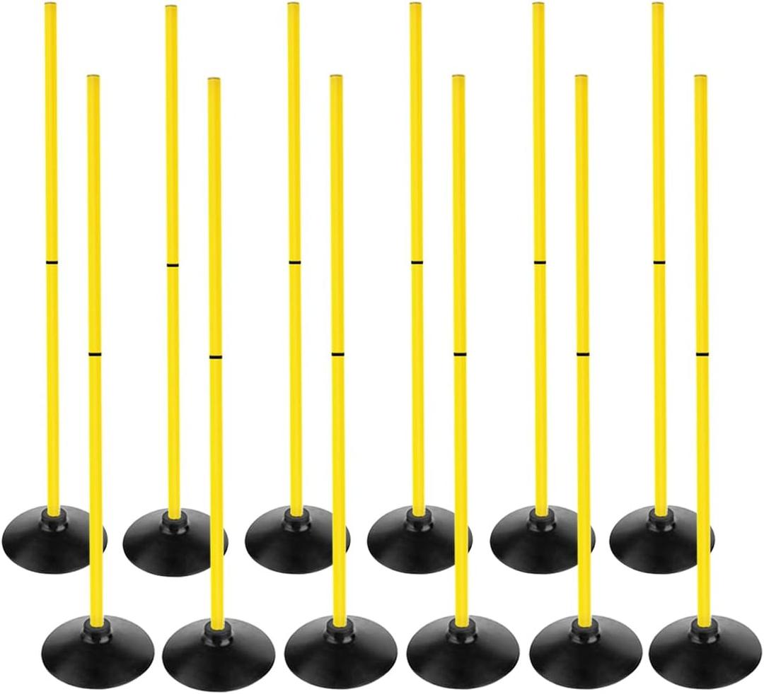 ASENVER Soccer Agility Poles Set Detachable Sports Trainning Speed Pole Slalom Poles with Rubber Base Sport Traning Equipment (4.9 FT, Pack of 12)
