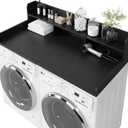 Washer Dryer Countertop with Shelf, 2-Tier Laundry Countertop Over Washer and Dryer, 54" x 27.55" Wooden Table for Folding Clothes for Laundry Room Organization and Storage (Black)