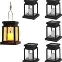 Small Solar Lanterns Outdoor Waterproof, Hanging Candles Solar Lights Garden Decor for Outside, Gifts for Women Mom, Flickering Flameless Candle Lights for Table,Outdoor Decorative 6P