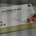 Tempered Glass Cutting Board Set, Large 16"x12" Glass Cutting Board for Kitchen with 4 Non-Slip Feet, Heat & Shatter Resistant Glass Cutting Board Dishwasher Safe, Perfect Kitchen Gift & Decor-Clear
