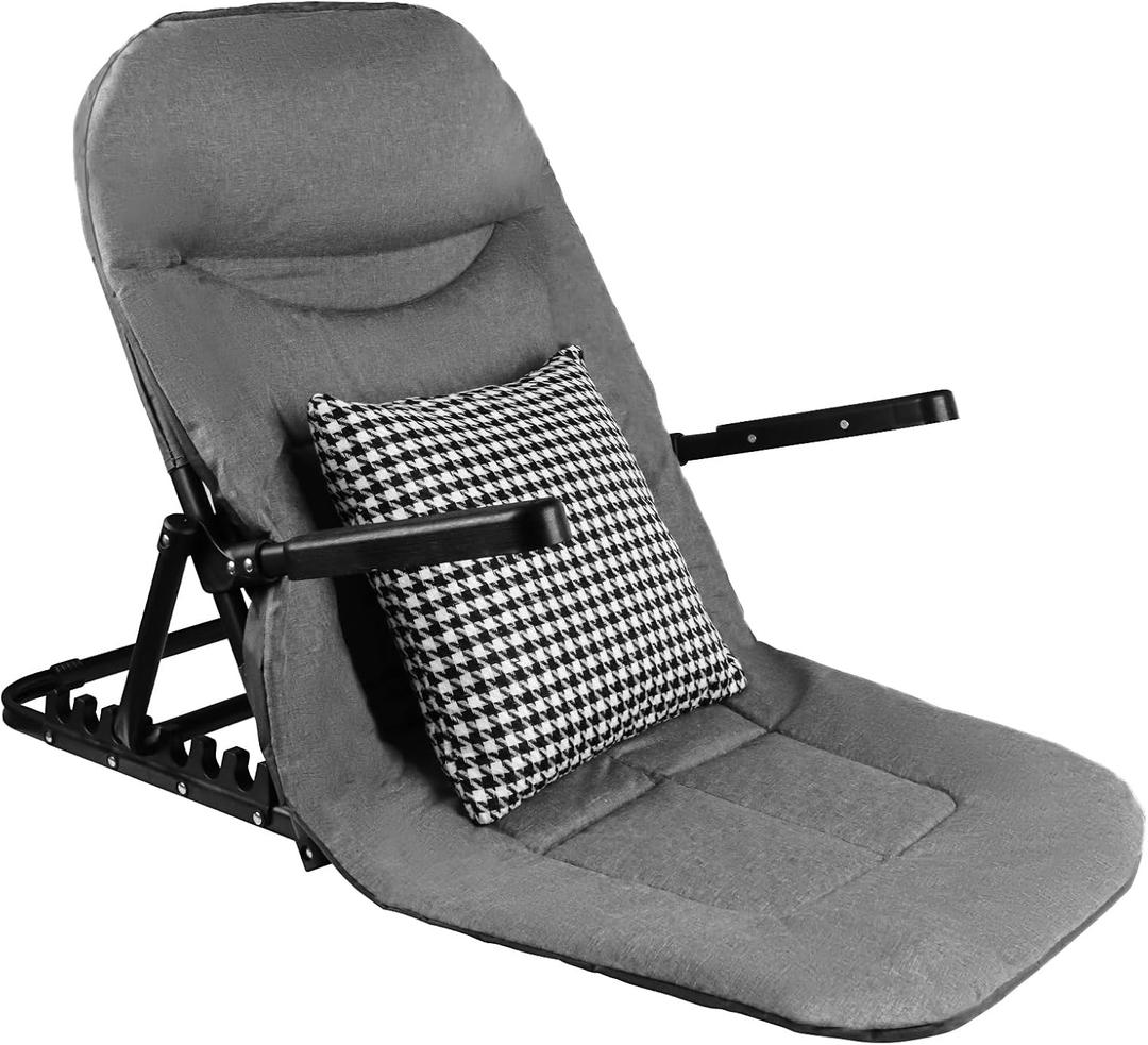 7 Reclining Positions Lifting Bed Backrest with Armrest and Cushion, 0 to 80 Degrees Adjustable Folding Back Rest for Bed Sitting up, Portable Chair Backrest Support for Sleeping, Reading and Gaming