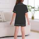 Veseacky 2 Piece Toddler Pajama Set Short Sleeve Sleepwear Boy Girl Button Down Pjs Cotton Loungewear Black 10-11 Years (Black)