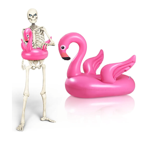 12 ft Skeleton Accessories Inflatable Swim Ring Skeleton Summer Outfit Set Giant Sized Pool Floats for Garden Lawn Outdoor Decor(Flamingo)