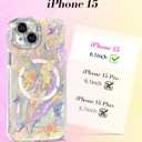 Toycamp for iPhone 15 Case - Compatible with Magsafe Aesthetic Cute Holographic i15 Case with Diamond Bling Lens Protector for Apple 15 Cover for Women Girls, Laser Butterfly