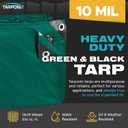 8' x 10' Dual-Sided Heavy-Duty Tarp  10 Mil Tear-Resistant Green & Black Cover with Reinforced Edges and Anti-Rust Grommets