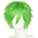 LABEAUT Max Beauty Unisex Green Wig, Anime Short Cosplay Wigs With Bangs Heat Resistant Hair for Party and Halloween for Gift + Free Cap