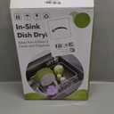 Dish Drying Rack in Sink, Over The Sink Colander Strainer Basket, Stainless Steel Strainer Basket with Expandable Rubber Grip Handles for Vegetables, Fruits, Home Kitchen Essentials, Black