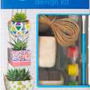 Paint Your Own Hanging Planter Design Kit - Kid's Custom Paint Design Planter Set - Includes 3 Ceramic Planters, 6 Ceramic Paints, Brush & 13 Ft of Rope