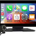 7" HD Portable Wireless Carplay for Car Stereo Touch Screen with Apple Carplay & Android Auto Car Tablet with Backup Camera/Mirror Link/Voice Control/Bluetooth/GPS for All Vehicles