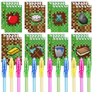 24 Pcs Pixel Theme party favors |12 invisible ink pen and 12 party mini Pixel Theme Notepads| Pixel Theme party Goodie Bag Stuffers, Classroom Prizes, party supplies