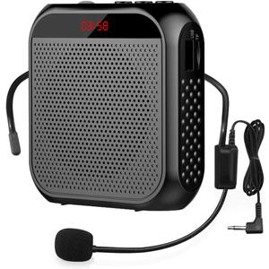 Portable Voice Amplifier with Wired Microphone Headset Rechargeable PA System Speaker Personal Microphone Speech Amplifier Power Amplifiers Loudspeaker for Teachers/Meeting/Tour Guide (Black)