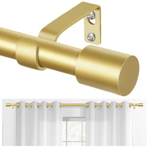 TONIAL Gold Curtain Rods 32 to 58 Inch(2.6 to 4.8 ft), Adjustable Splicing Window Curtains rod, 3/4 Drapery Rods for Windows 20 to 53 Inch, Decorative Single Rod with Modern Cap Finial