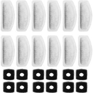 Cat Water Fountain Filter for 67Oz Satainless Steel Pet fountain, Dog Cat Fountain Filter Replacement with Pump Sponges (12filters&12sponges)