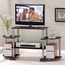 Furinno Turn-N-Tube Rounded Corner TV Entertainment Center, Black/Grey, Standard