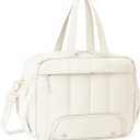 For Spirit Airlines Personal Item Bag 18x14x8 Puffer Travel Duffel Bag with Shoe Compartment Underseat Carry on Luggage Fit 15.6-Inch Laptop Gym Bag for Women Men (Beige)
