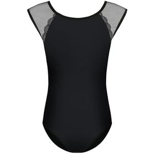 HIPPOSEUS Ballet Leotards for Girls Toddler Mesh Cap Sleeve Dance Leotard Gymnastics Outfits with Hollow Back,XM02 11-12 years