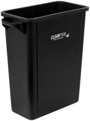 Restaurantware-Clean Tek Professional 15 Gallon Trash Can, 1 Slim Rectangle Waste Basket - With Handles, Space Saving, Black Plastic Garbage Bin, For Commercial Space, Office, Store, Cafe, And More