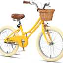 Petimini Girls Bike with Basket for 2-12 Years Old Kids, 12 14 16 18 20 Inch Bicycle with Bell Training Wheels, Multiple Colors (Mango)