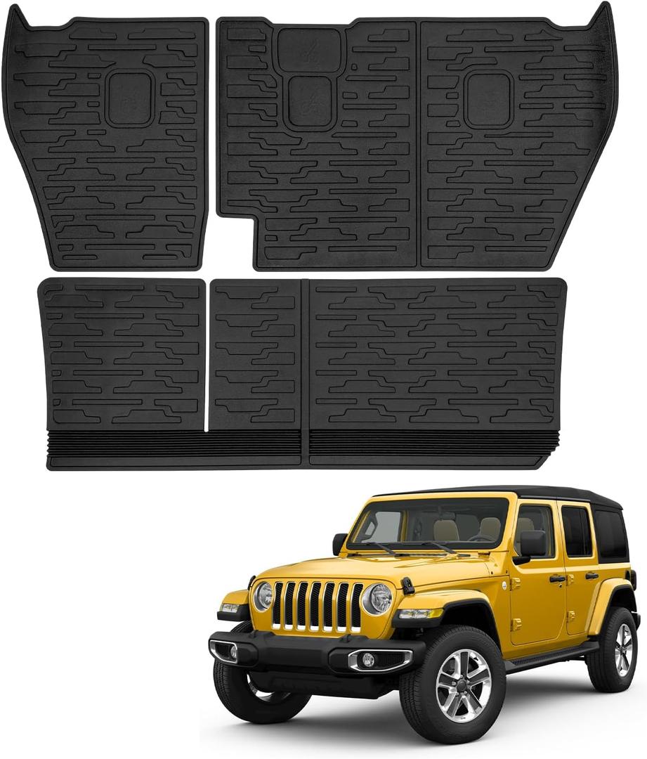 Backrest Mat Compatible with 2018-2024 Jeep Wrangler JL 4 Door 4X4(Fuel Version), Back Seat Protector Black TPE Trunk Liner Backrest Liner Rear All-Weather Protection for Wrangler Accessories