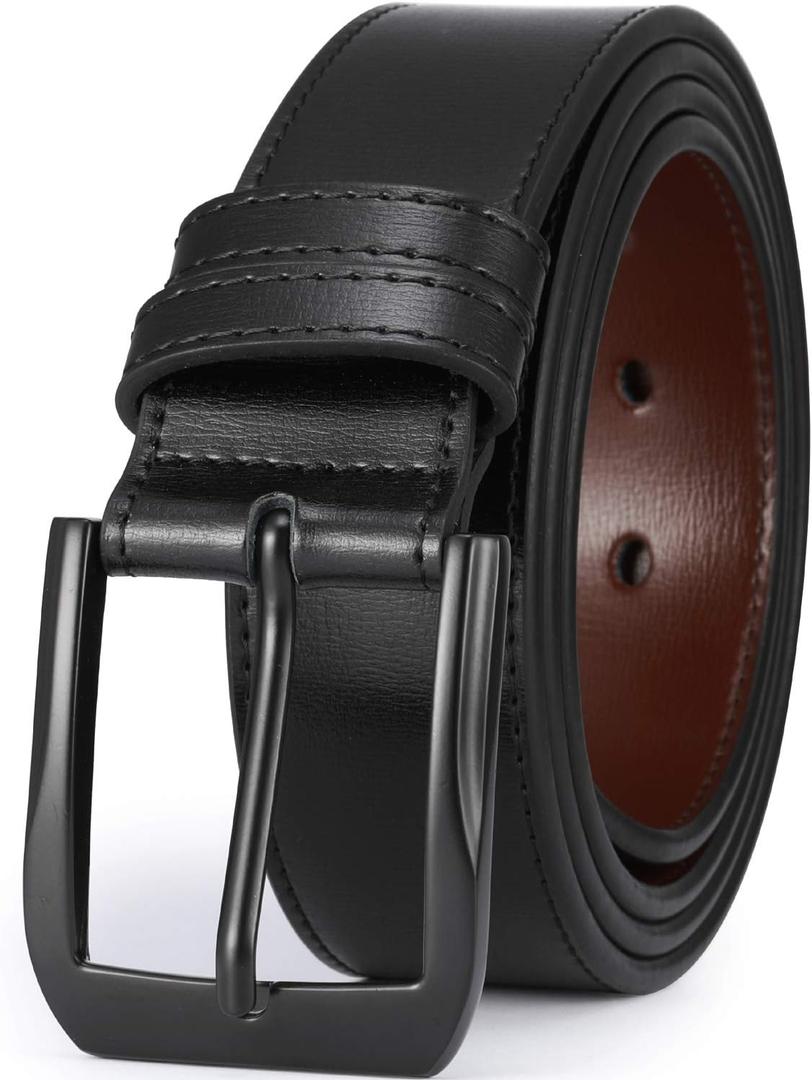 beltox fine Mens Casual Leather Jeans Belts 1 1/2 Wide 4MM Thick Alloy Prong Buckle Work Dress Belt for Men