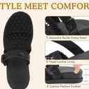 COFACE Womens Orthotic Sandals Ladies Fashion Breathable Mesh Mules Round Toe Backless Loafers Slides Adjustable Wedge Heel Cushion Walking Sandles With Comfortable Arch Support (Black), US 10