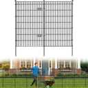 10 Panels No Dig Garden Fence with Gate, 44in(H) × 23.6ft(L) Decorative Metal Outdoor Dog Fence, Rustproof Pet Fencing for Yard, Patio, Flower Bed -Temporary Fencing| Easy to Install