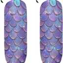 Purple Mermaid Scales Plastic Bag Holder 2 Pcs Grocery Bag Organizer Reusable Trash Bags Organizer Wall Mount Washable Kitchen Dispenser Holders with Drawstring Closure