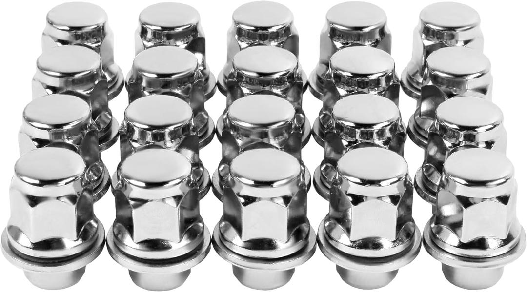 20 Pcs Chrome Closed End Mag Style m12x1.5 Lug Nuts with Washer Lug Nuts Compatible with Corolla Camry Tacoma Lexus Washer 13/16" (21mm) Hex