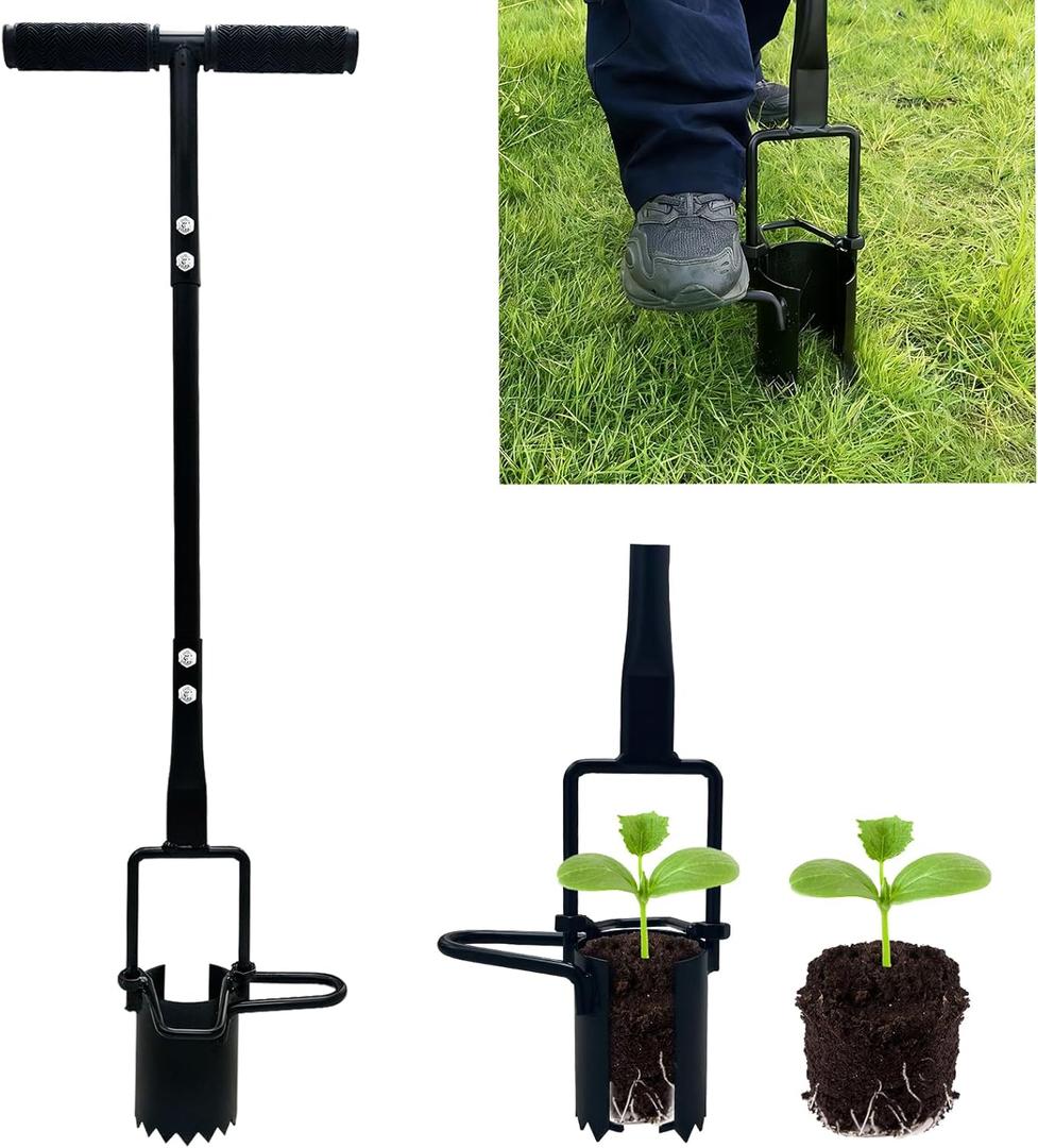 Bulb Planter Tool Long Handle Bulb Planting Tool with Serrated Base Proplugger Garden Hole Digger for Plants Flower Seedling Transplanter Bulb Planters for Iris, Daffodils,Tulip Planter
