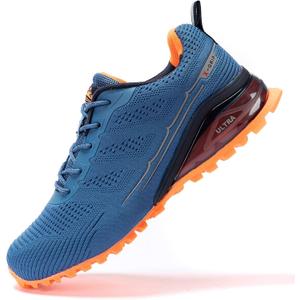 Kricely Men's Trail Running Shoes Fashion Hiking Sneakers for Men Tennis Cross Training Shoe Blue Non-Slip Walking Footwear Size 7.5