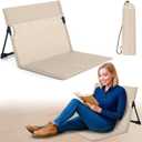 Jetec Foldable Floor Backrest Chair Portable Camping Chair with Storage Bag Light Weight Lazy Seat for Indoor Outdoor Bed Ground Park Lawn Concerts Beach Hiking (X-Large, Beige)