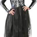 Skeleton Costume - Women's Halloween Dress, Queen Princess Costume (Medium)