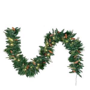 Joiedomi 9FT Christmas Garland, Carolina Pine Artificial Holiday Garland with 50 Lights Warm White String Lights for Winter Christmas Decoration