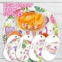 Grencian 96 Pcs Pink Dinosaur Birthday Decorations for 2nd Girls Two Rex Girl Dino Theme Party Supplies Disposable 2nd Dinosaur Party Tableware Set for Two Year Old Girls Birthday Decor Serves 24