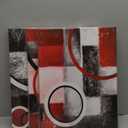 Visual Art Decor Abstract Geometric Circle Canvas Wall Art Rustic Burgundy Red Prints Artwork for Living Room Bedroom Christmas Wall Decoration