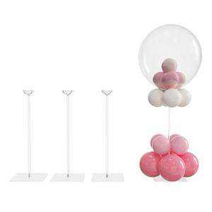 YALLOVE Clear Acrylic Tabletop Balloon Stand Kit, 15.75 Inch 4 pack Balloon Stick Holder with Base for Table Top Centerpiece Party Decoration (Balloons Not Included)