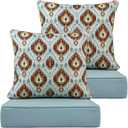 Outdoor Deep Seat Cushions 24x24x5 Inch, Waterproof Patio Chair Cushions, 2 Sets (4 Pcs: 2 Seat + 2 Back), Fade Resistant with Ties and Zipper for Garden,Floral Print