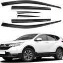 Black Rain Guards Fit for Honda CR-V (CRV 2017 2018 2019 2020 2021 2022 Tape-On Side Shatterproof Window Visor, Window Deflectors, Rain Visors, 6-Piece Set
