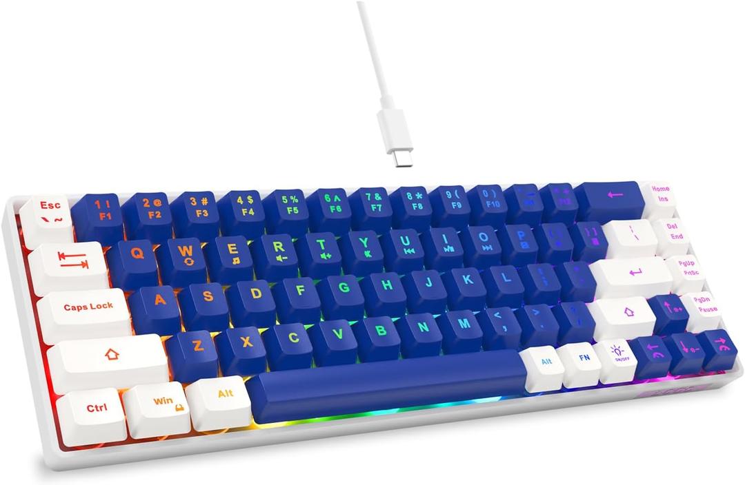 65% Gaming Keyboard, LED Backlit Mini Wired Keyboard, Ultra-Compact Anti-Ghosting No-Conflict 68 Keys Membrane Gaming Wired Keyboard for PC Laptop Windows Gamer