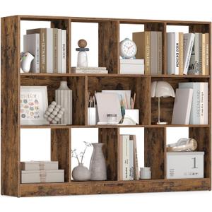 VASAGLE Custos Collection - Bookshelf, 3-Tier Bookcase, Book Shelf, Open Storage Shelf, 9.4 x 49.6 x 39.4 Inches, for Living Room, Home Office, Dining Room, Rustic Brown ULBC454K01