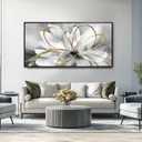 White Flowers Wall Art Canvas Wall Decor Large Floral Artwork Pictures for Living Room 24x48 Framed Wall Picture for Women Girls Room