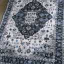 Amearea Vintage Design Area Rugs for Living Room, 4x6 Machine Washable Floral Collection Traditional Bedroom Rug, Low Pile Cute Kids Room Print Carpet, No Slip Office Kitchen Home Decor, Black