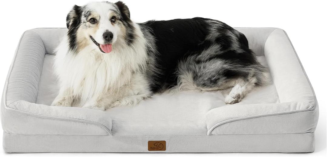 Bedsure XL Orthopedic Dog Bed for Extra Large Dogs - Washable XLarge Dog Cat Bed Waterproof, Comfort Dogs Couch Sofa with Washable Removable Cover, Pet Bed with Nonskid Bottom, Light Grey, 42"