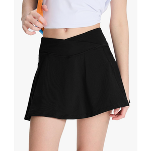 DEVOROPA Girls Tennis Skirts Stretch Adjustable Waist Youth Golf Athletic Pleated Skorts Lining Kids Cheer Shorts Pocket M