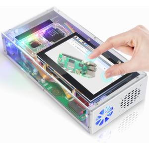 FREENOVE Raspberry Pi 5 Case with Screen (4.3'' Touchscreen), 128GB M.2 NVMe SSD 800 MB/s, 5 MP Camera, OLED Screen, Stereo Speakers, 3.5 mm and Optical Audio (S/PDIF)